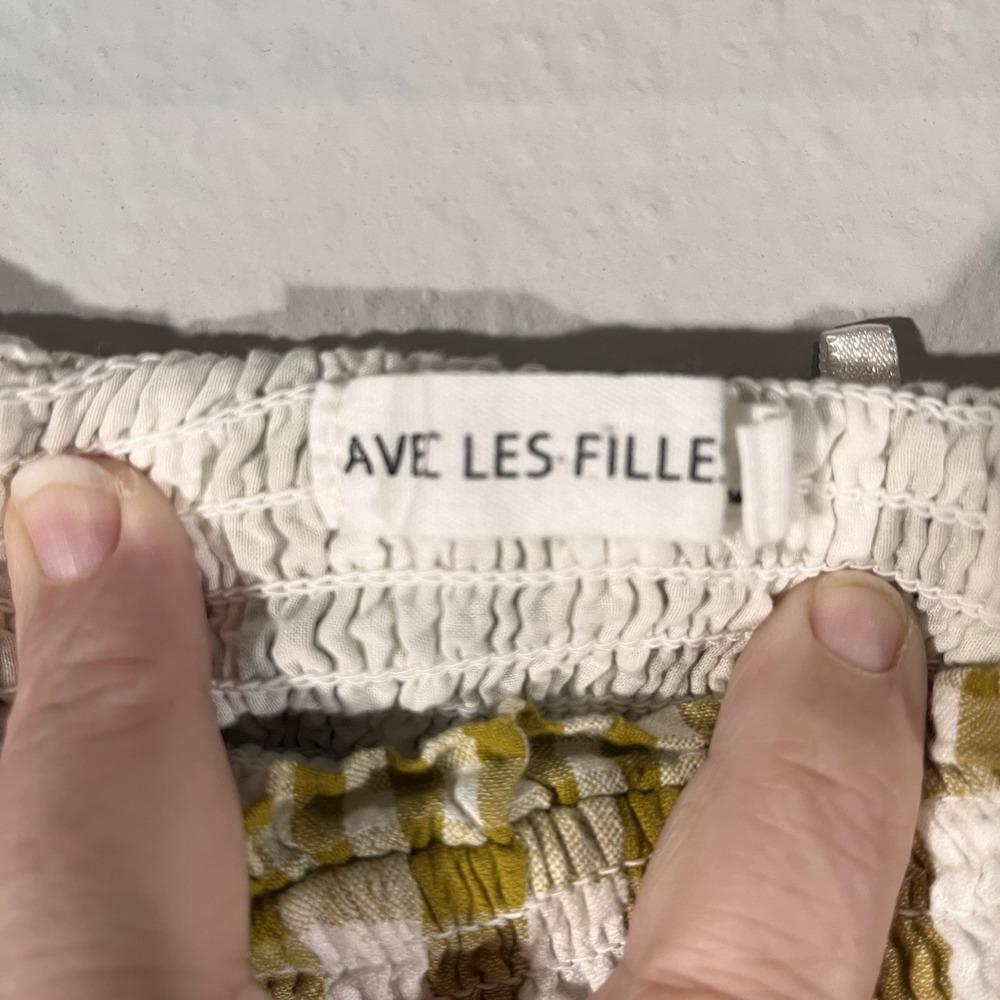Avec Les Filles Cotton Check Tiered Smocked-Waist Maxi Skirt Tube Dress Size M - Picture 3 of 8